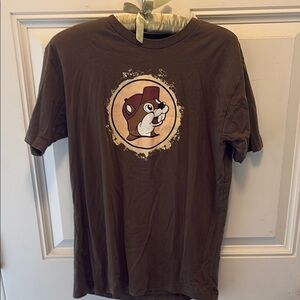 Brown Short Sleeve Tee with Cartoon Design